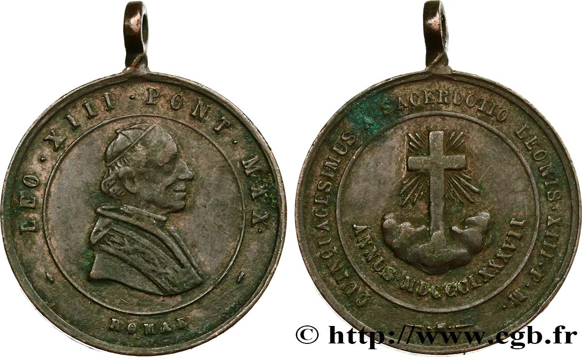 VATICAN ET ÉTATS PONTIFICAUX Médaille pour le cinquantenaire du pape Léon XIII TTB