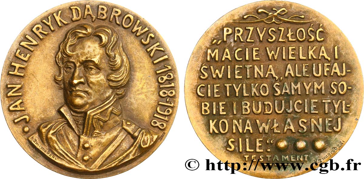 POLONIA Médaille, Centenaire de la mort de Jean-Henri Dombrowski EBC