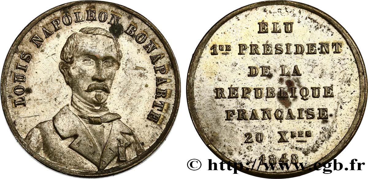 SECOND REPUBLIC Médaille, Proclamation du président Louis Napoléon Bonaparte AU