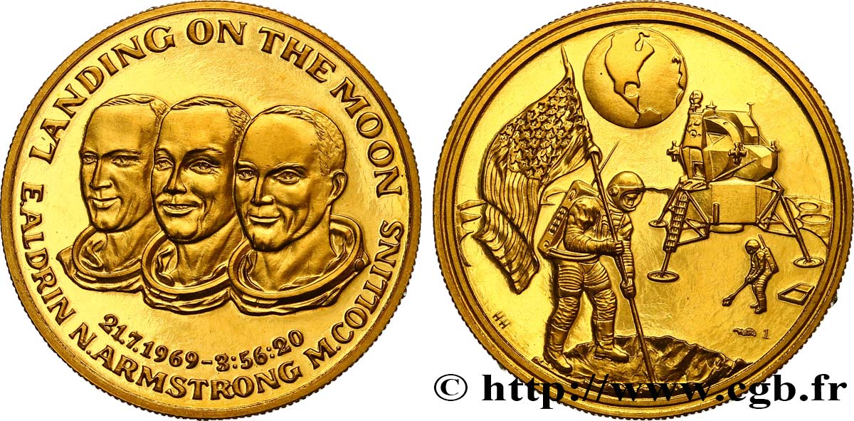 CONQUÊTE DE L ESPACE - EXPLORATION SPATIALE Médaille d’Apollo 11 - Landing on the Moon fST