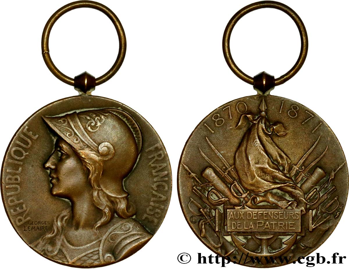 TERZA REPUBBLICA FRANCESE Médaille, Aux défenseurs de la Patrie BB