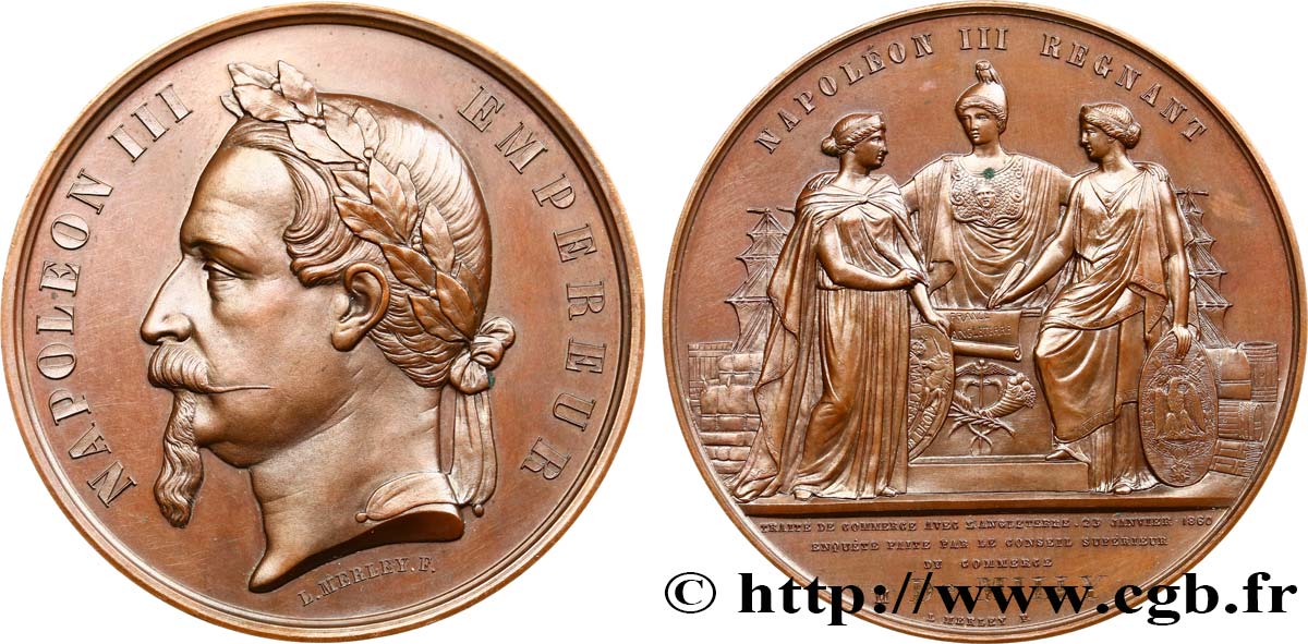 SECOND EMPIRE Médaille, Traité de commerce franco-anglais SPL