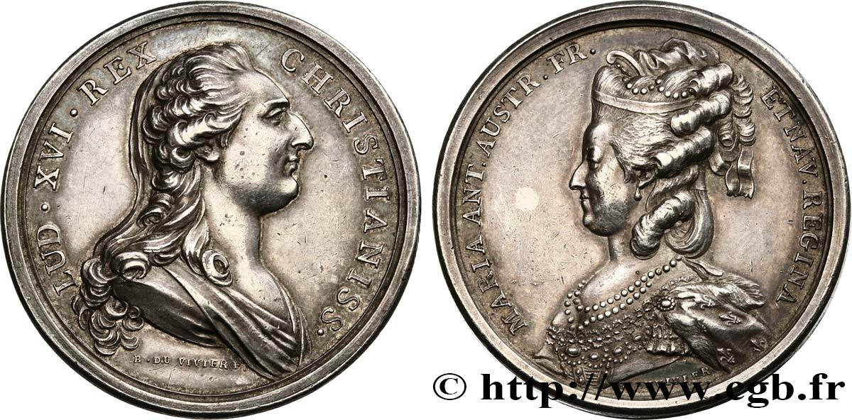 LOUIS XVI Médaille, Louis XVI et Marie-Antoinette AU