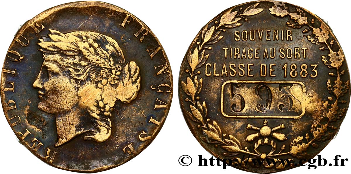 TROISIÈME RÉPUBLIQUE Médaille, Souvenir du tirage au sort TB