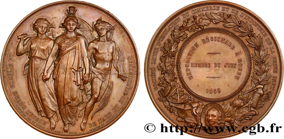 SECOND EMPIRE Médaille, Exposition régionale de Rouen AU