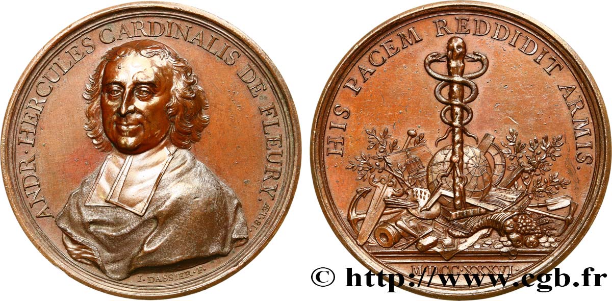 LOUIS XV THE BELOVED Médaille, Cardinal de Fleury AU