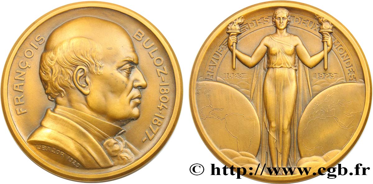 III REPUBLIC Médaille, François Buloz, la revue des deux mondes AU