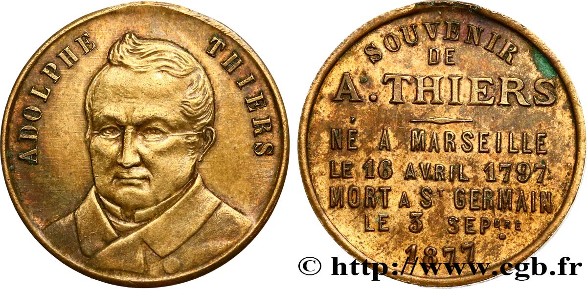 III REPUBLIC Médaillette, Adolphe Thiers AU
