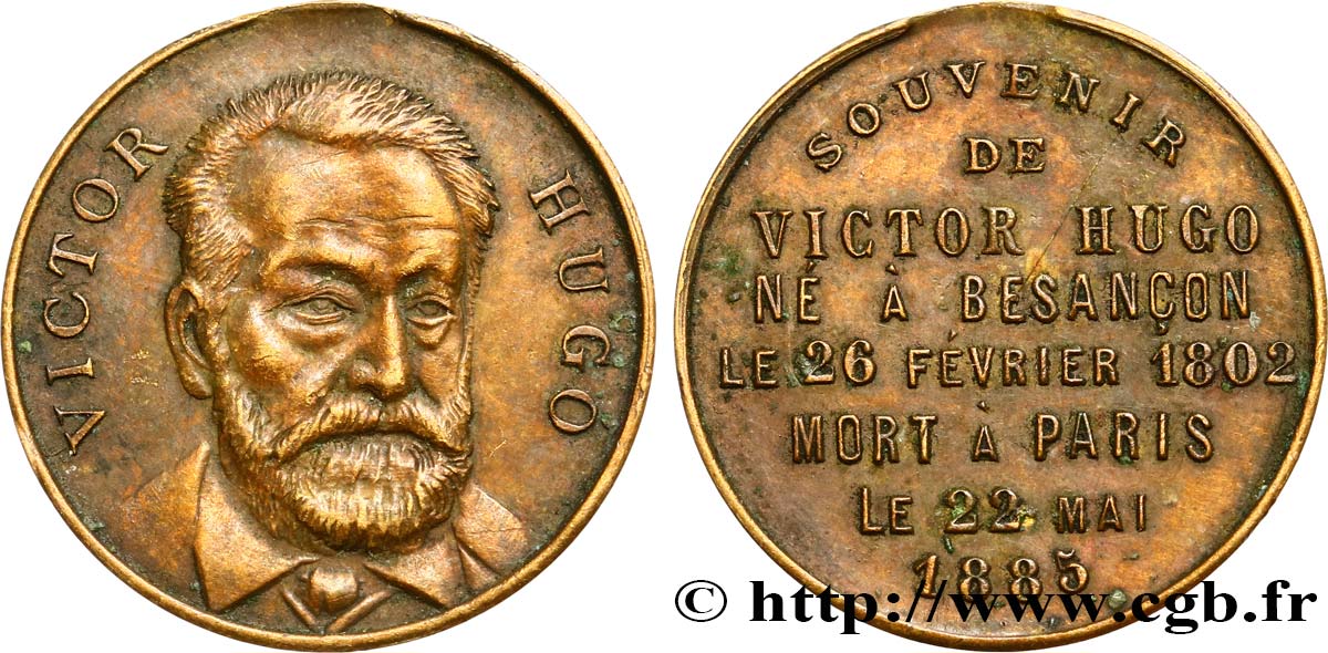 LITTÉRATURE : ÉCRIVAINS/ÉCRIVAINES - POÈTES Médaillette de Victor Hugo TTB