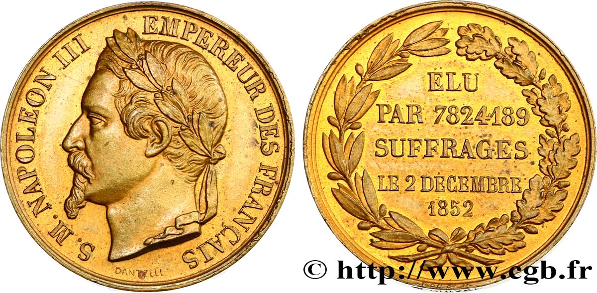 SEGUNDO IMPERIO FRANCES Médaille, Proclamation de l’empire EBC