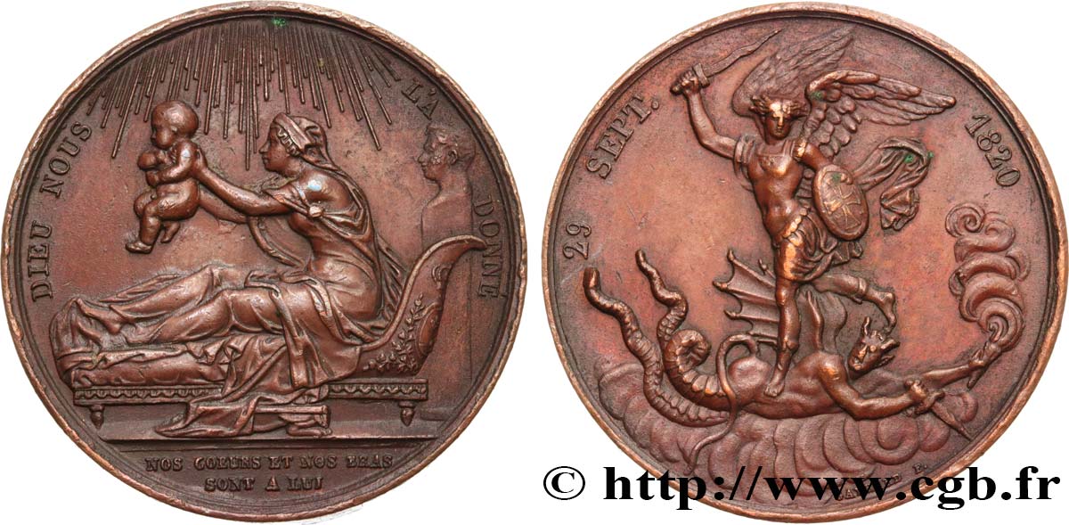 HENRI V COMTE DE CHAMBORD Médaille, Naissance du futur comte de Chambord (Henri V) VZ