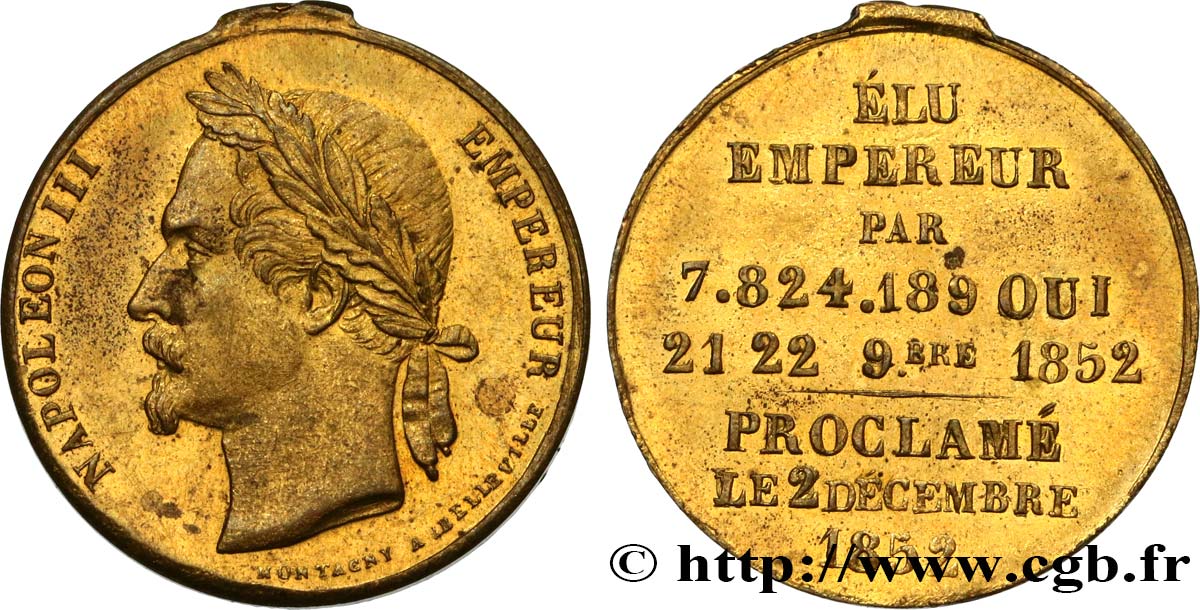 SECOND EMPIRE Médaille, Proclamation de l’empire SUP