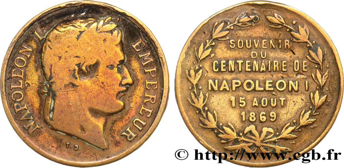 SECOND EMPIRE Médaillette, Souvenir du centenaire de Napoléon Ier TB