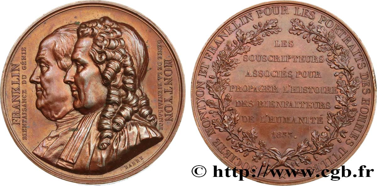 LOUIS-PHILIPPE I Médaille de la société Franklin et Montyon AU