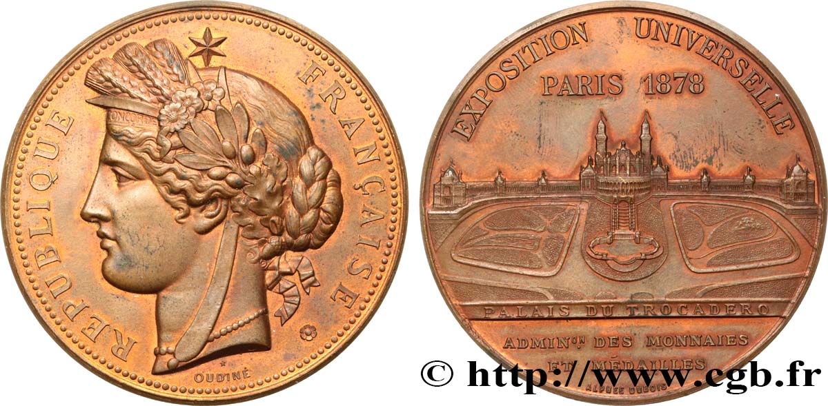 TERCERA REPUBLICA FRANCESA Médaille, Palais du Trocadéro, Exposition Universelle EBC