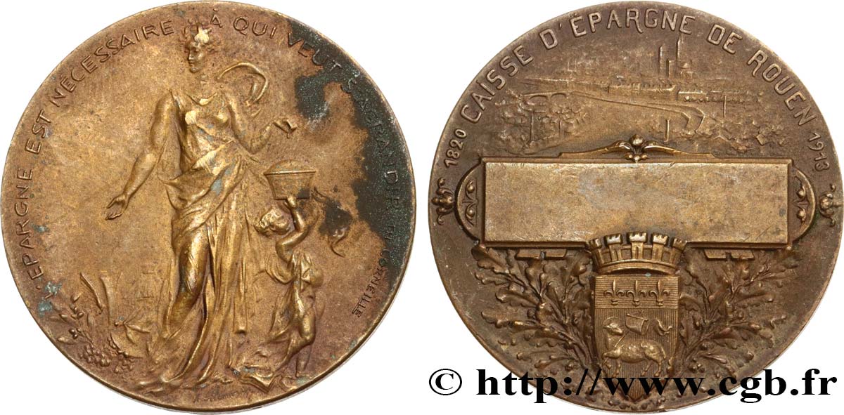 CAISSES D ÉPARGNE Médaille, Caisse d’épargne de Rouen TTB
