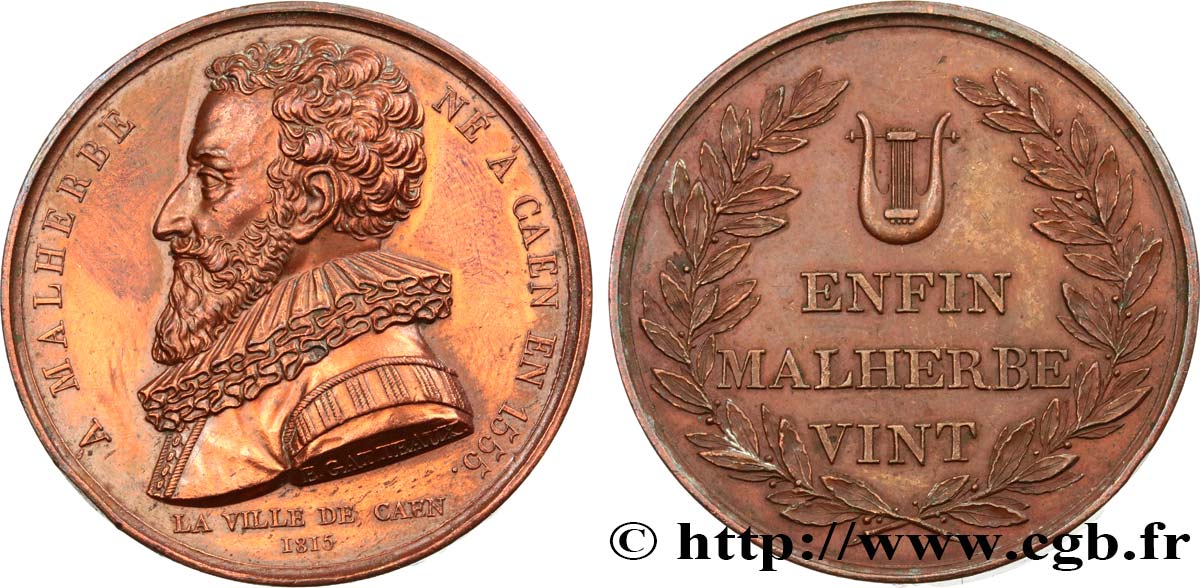 LITTÉRATURE : ÉCRIVAINS/ÉCRIVAINES - POÈTES Médaille, Hommage à Malherbe TTB+