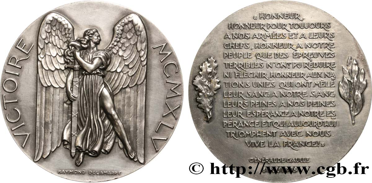 QUINTA REPUBLICA FRANCESA Médaille, Discours du général de Gaulle EBC