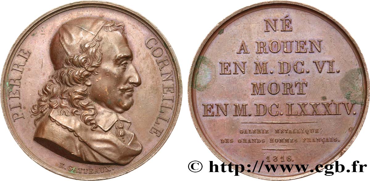 GALERIE MÉTALLIQUE DES GRANDS HOMMES FRANÇAIS Médaille, Pierre Corneille SUP