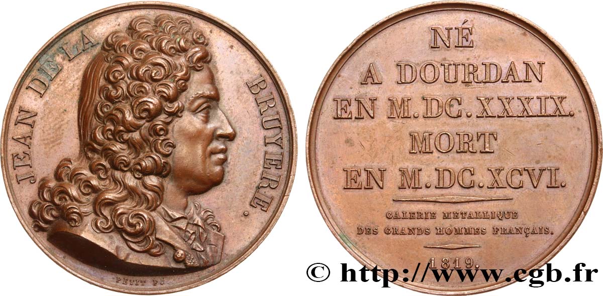 GALERIE MÉTALLIQUE DES GRANDS HOMMES FRANÇAIS Médaille, Jean de la Bruyère VZ