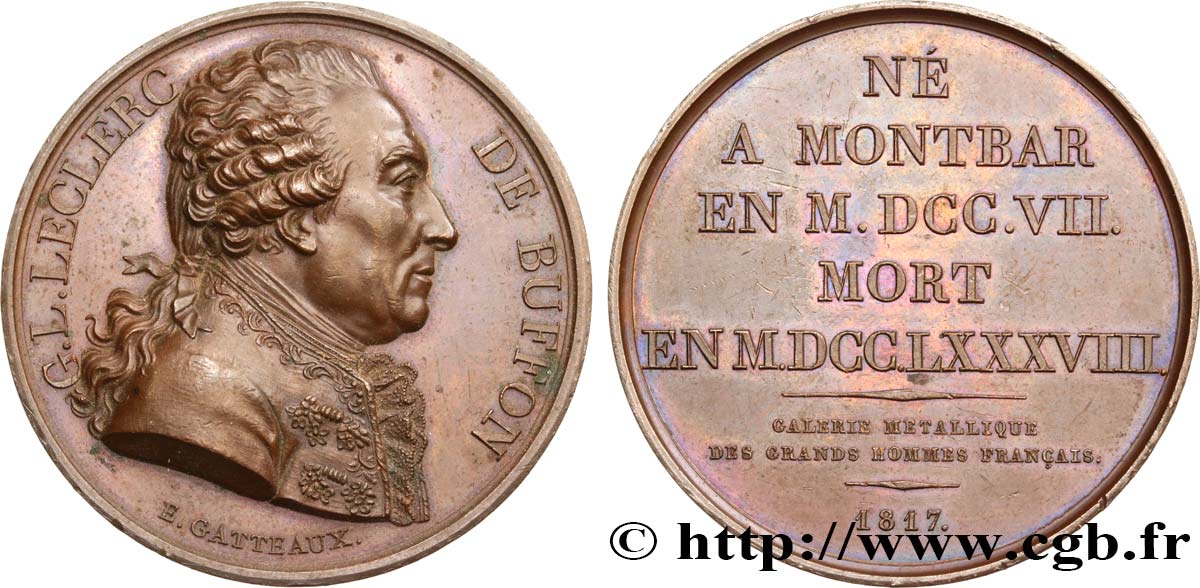 METALLIC GALLERY OF THE GREAT MEN FRENCH Médaille, Georges-Louis Leclerc de Buffon AU