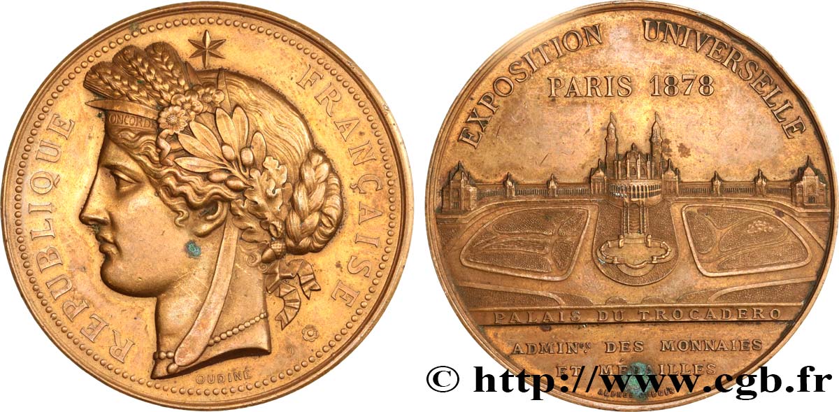 TERCERA REPUBLICA FRANCESA Médaille, Palais du Trocadéro, Exposition Universelle MBC+