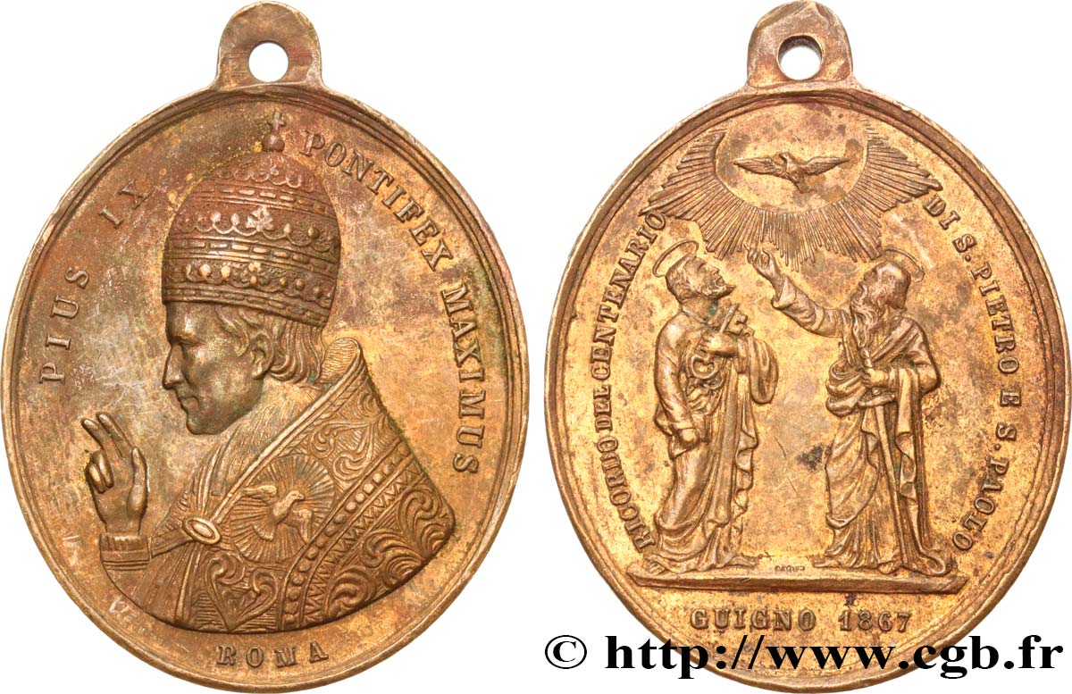 VATICANO E STATO PONTIFICIO Médaille du pape Pie IX q.SPL