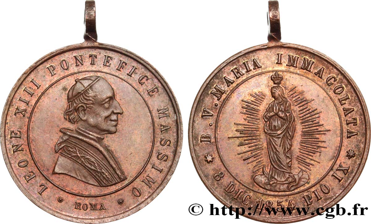 ITALIE - ÉTATS DE L ÉGLISE - LÉON XIII (Vincenzo Gioacchino Pecci) Médaille, Fête de l’Immaculée Conception AU