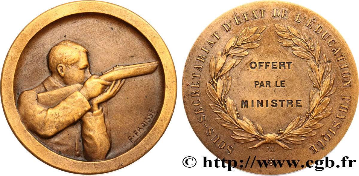 TIR ET ARQUEBUSE Médaille de récompense, offert par le ministre TTB+