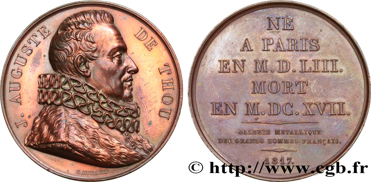 GALERIE MÉTALLIQUE DES GRANDS HOMMES FRANÇAIS Médaille, Jacques Auguste de Thou MBC+