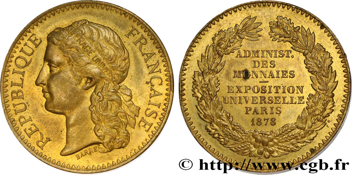 TERZA REPUBBLICA FRANCESE Médaille, Administration des monnaies SPL