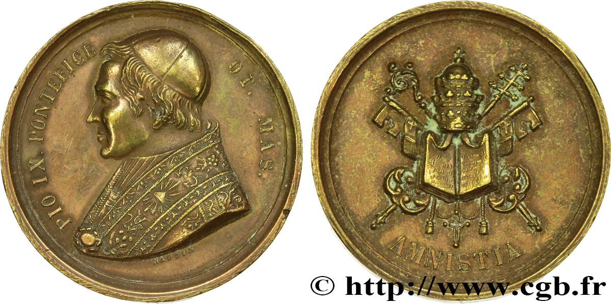 VATICAN ET ÉTATS PONTIFICAUX Médaille du pape Pie IX TTB+