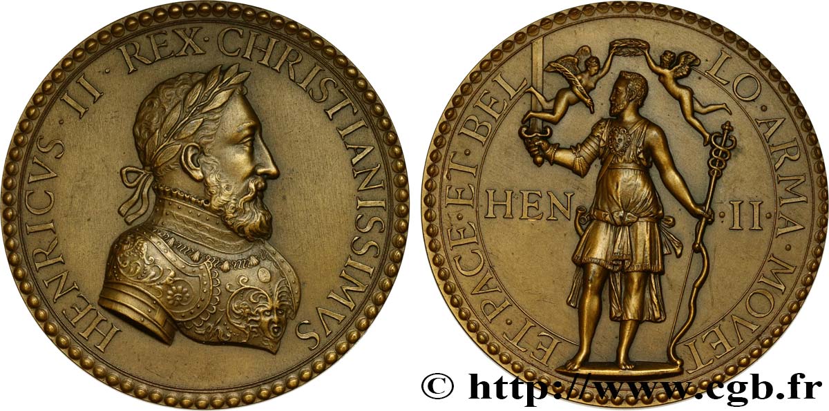 HENRY II Médaille pour les victoires françaises contre le Saint Empire romain germanique, frappe moderne SPL