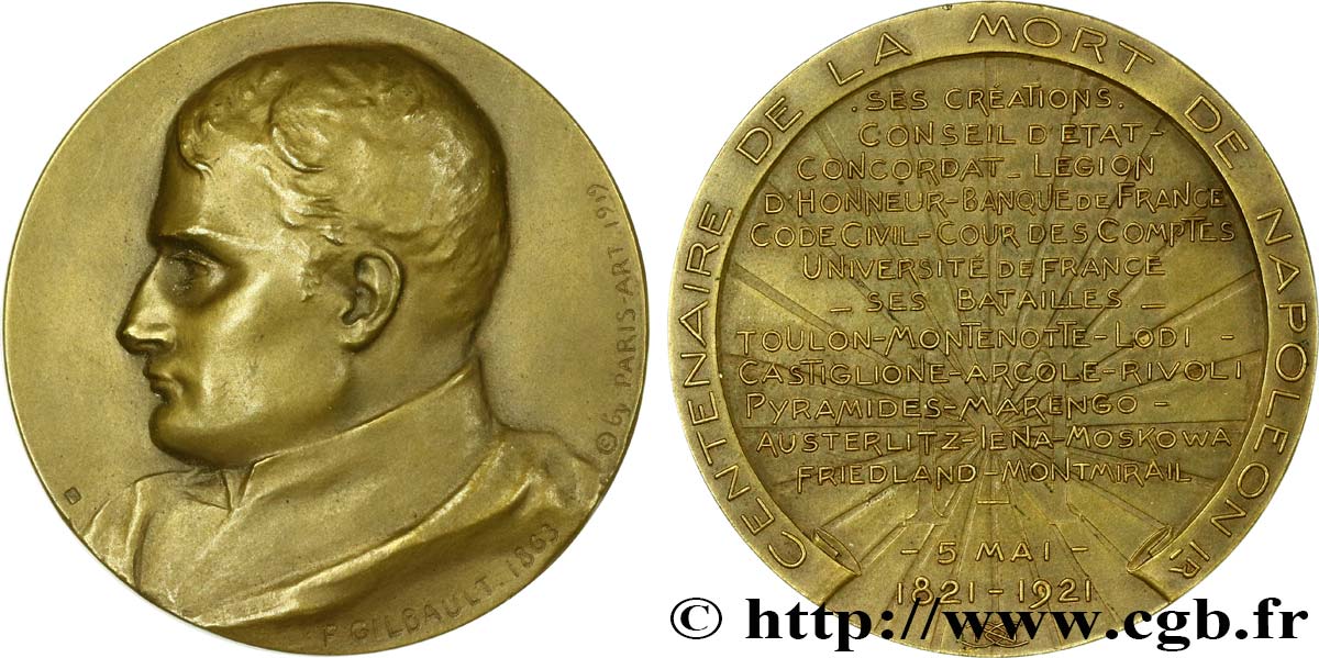 PREMIER EMPIRE / FIRST FRENCH EMPIRE Médaille, Centenaire de la mort de Napoléon AU