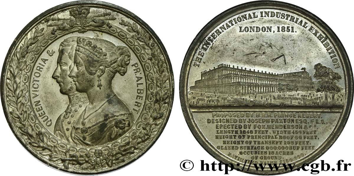 GREAT BRITAIN - VICTORIA Médaille du Crystal Palace - Couple royal AU