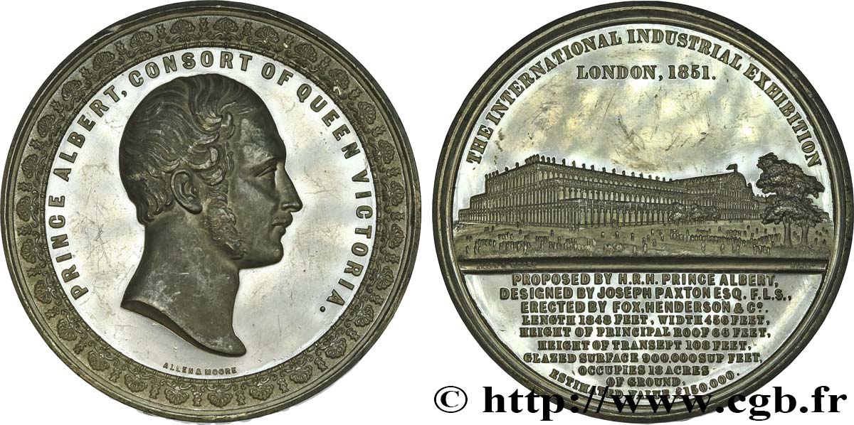 GRAN BRETAGNA - VICTORIA Médaille du Crystal Palace - Prince Albert SPL