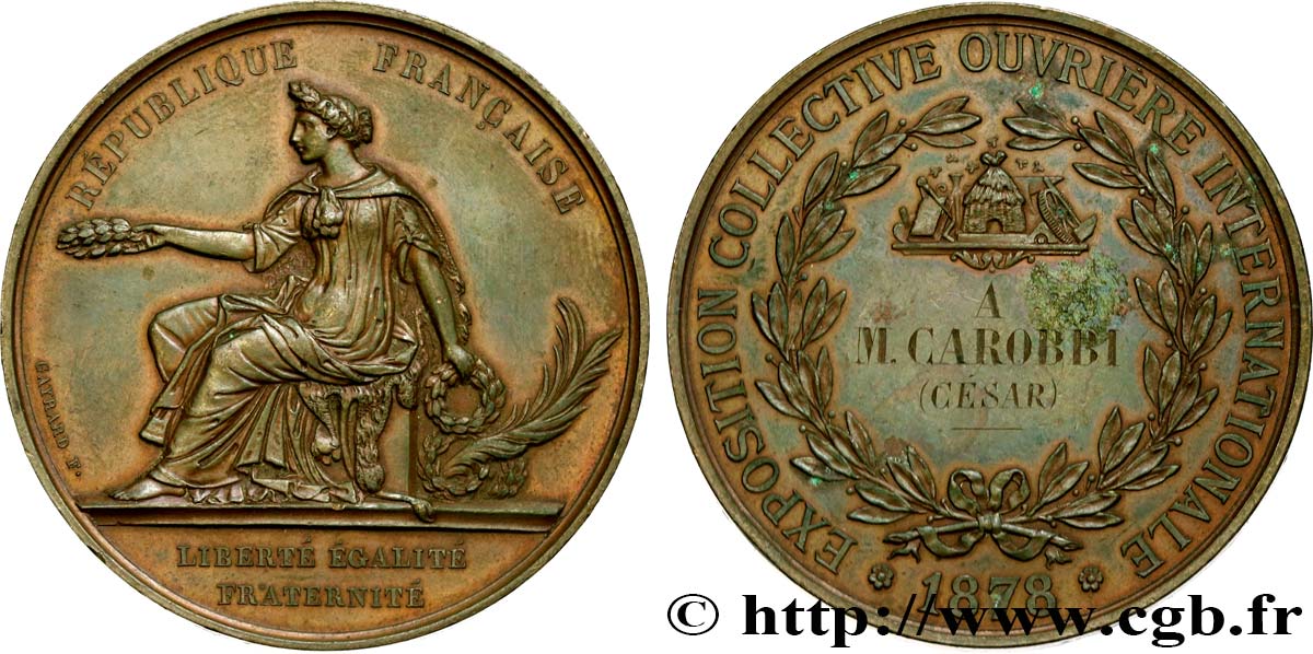 III REPUBLIC Médaille de récompense, Exposition collective ouvrière internationale AU