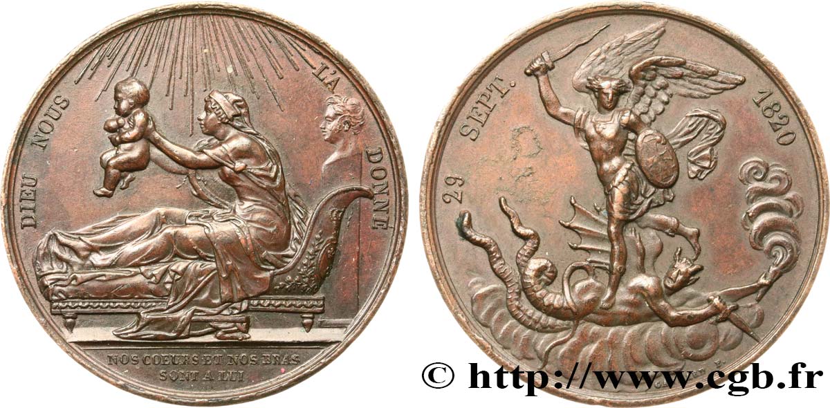 HENRI V COMTE DE CHAMBORD Médaille, Naissance de Henri, duc de Bordeaux, futur comte de Chambord SUP