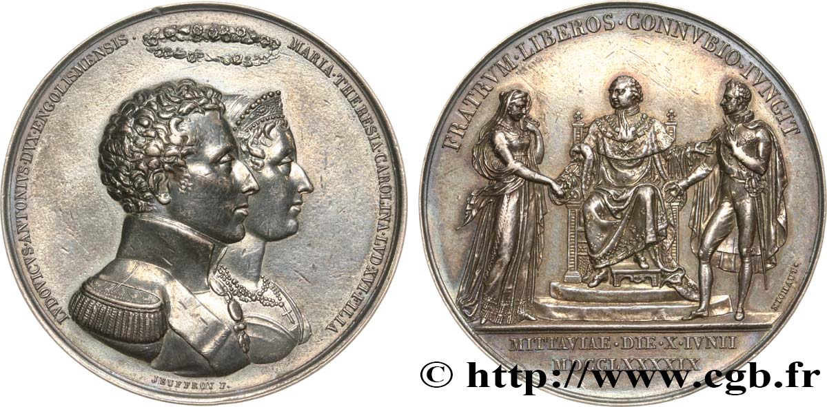 DIRECTOIRE Médaille, Mariage du duc d’Angoulême et de Madame AU