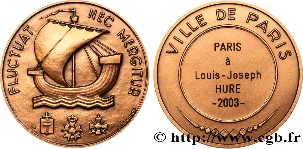 QUINTA REPUBLICA FRANCESA Médaille de la Ville de Paris, Fluctuac Nec Mergitur EBC