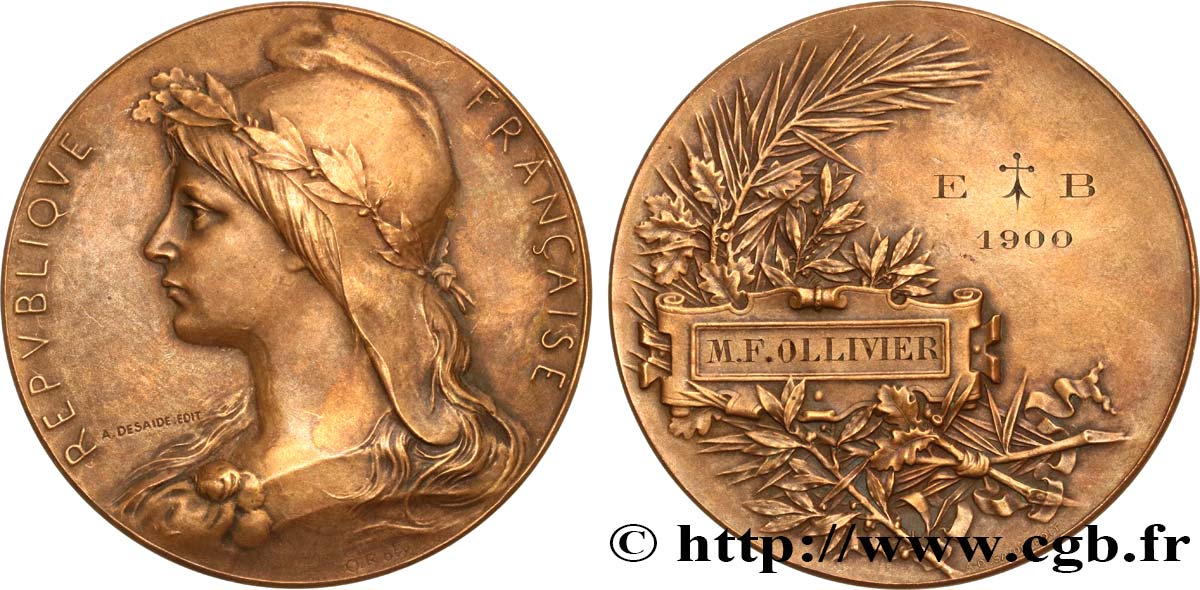 III REPUBLIC Médaille de récompense AU