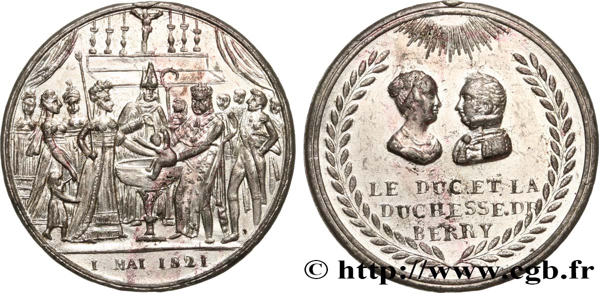 LUIS XVIII Médaille de baptême du duc de Bordeaux, prince d’Artois MBC+