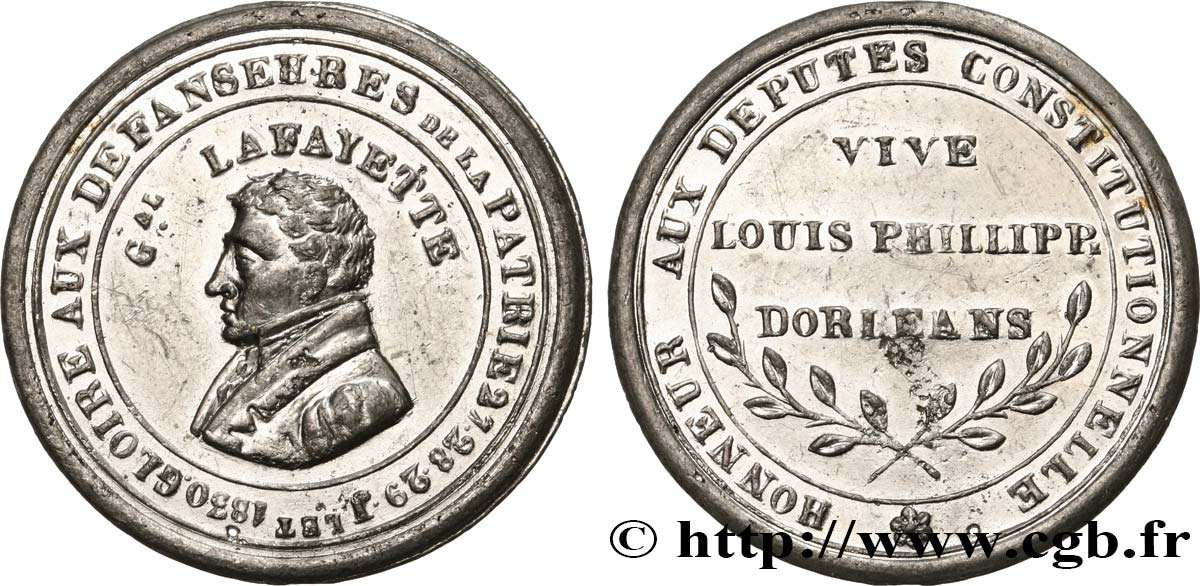LAFAYETTE (MARIE-JOSEPH-PAUL-ROCH-YVES-GILBERT MOTIER, MARQUIS OF) Médaille des journées de Juillet 1830 AU