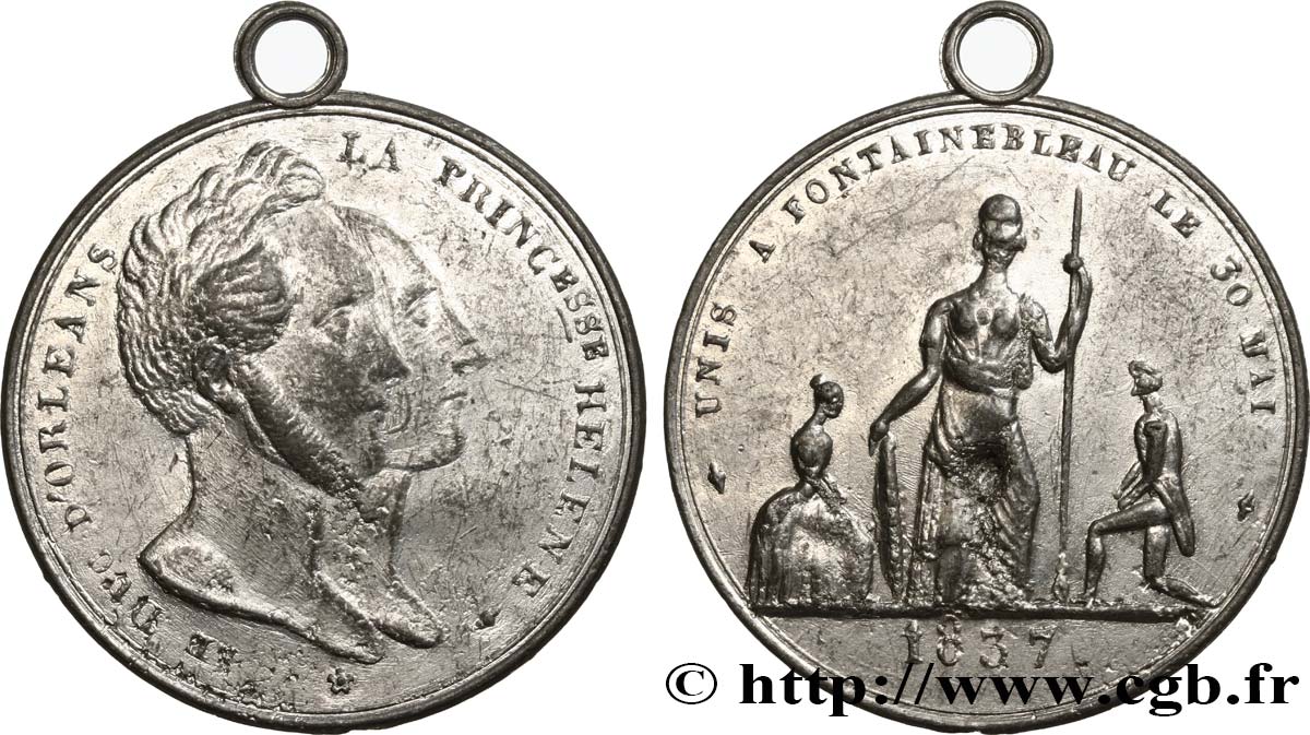 AMOUR ET MARIAGE Médaille de mariage de Ferdinand-Philippe d Orléans et Hélène de Mecklembourg-Schwerin XF