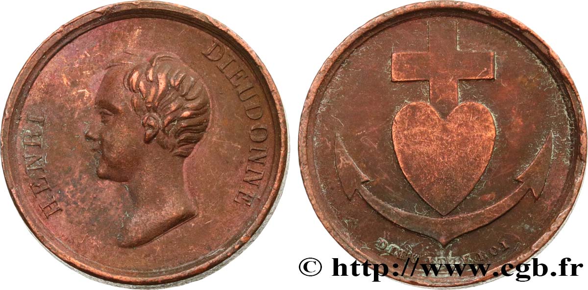 HENRI V COMTE DE CHAMBORD Médaille d’Henri V TTB
