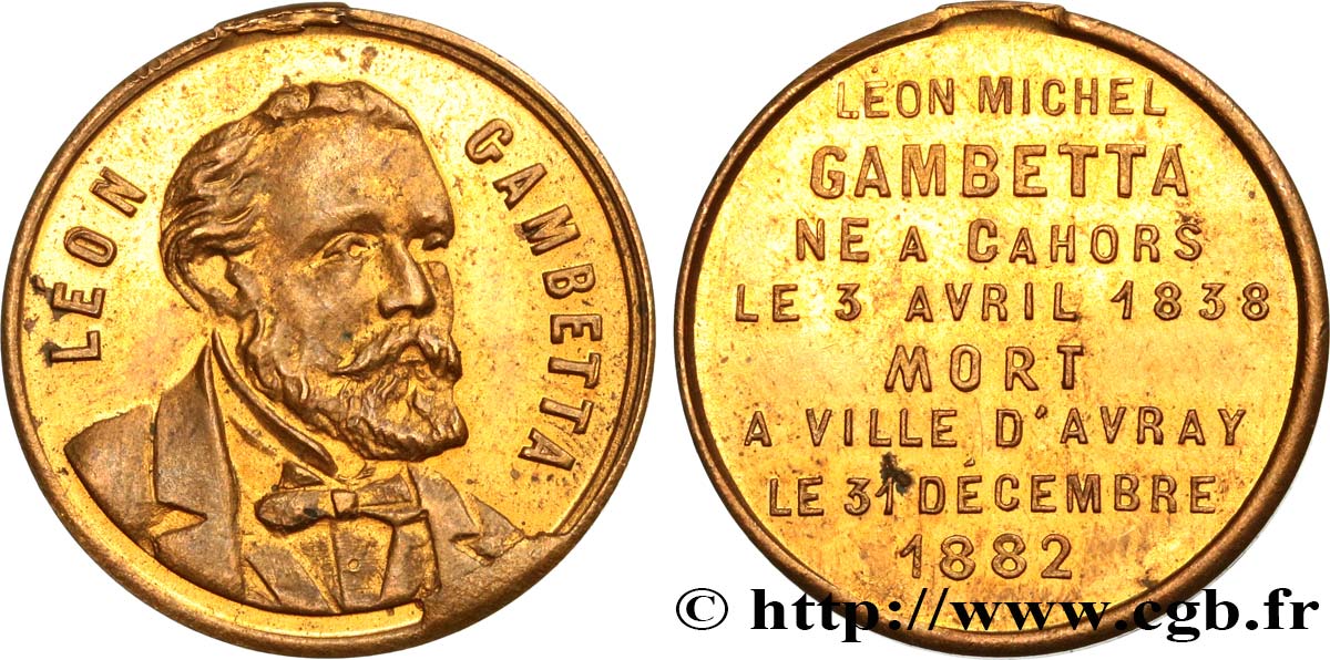 TERZA REPUBBLICA FRANCESE Médaillette, Léon Gambetta q.SPL