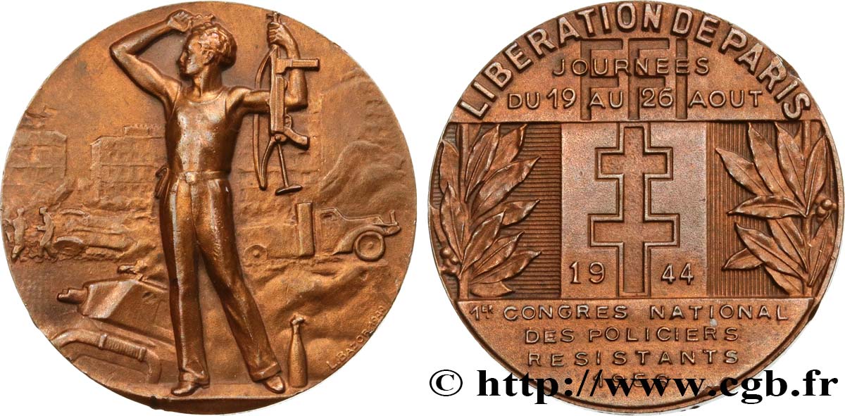 VIERTE FRANZOSISCHE REPUBLIK Médaille, Premier congrès national des policiers résistants fVZ