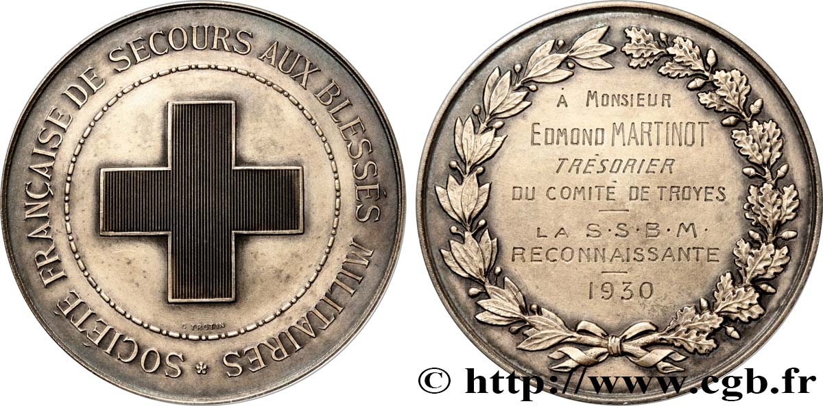 DRITTE FRANZOSISCHE REPUBLIK Médaille de récompense, Société de secours aux blessés militaires fVZ