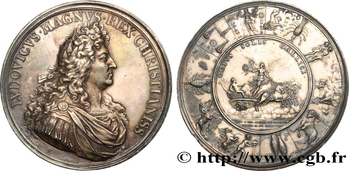 LOUIS XIV LE GRAND OU LE ROI SOLEIL Louis XIV, médaille d’anniversaire de naissance TTB+/SUP