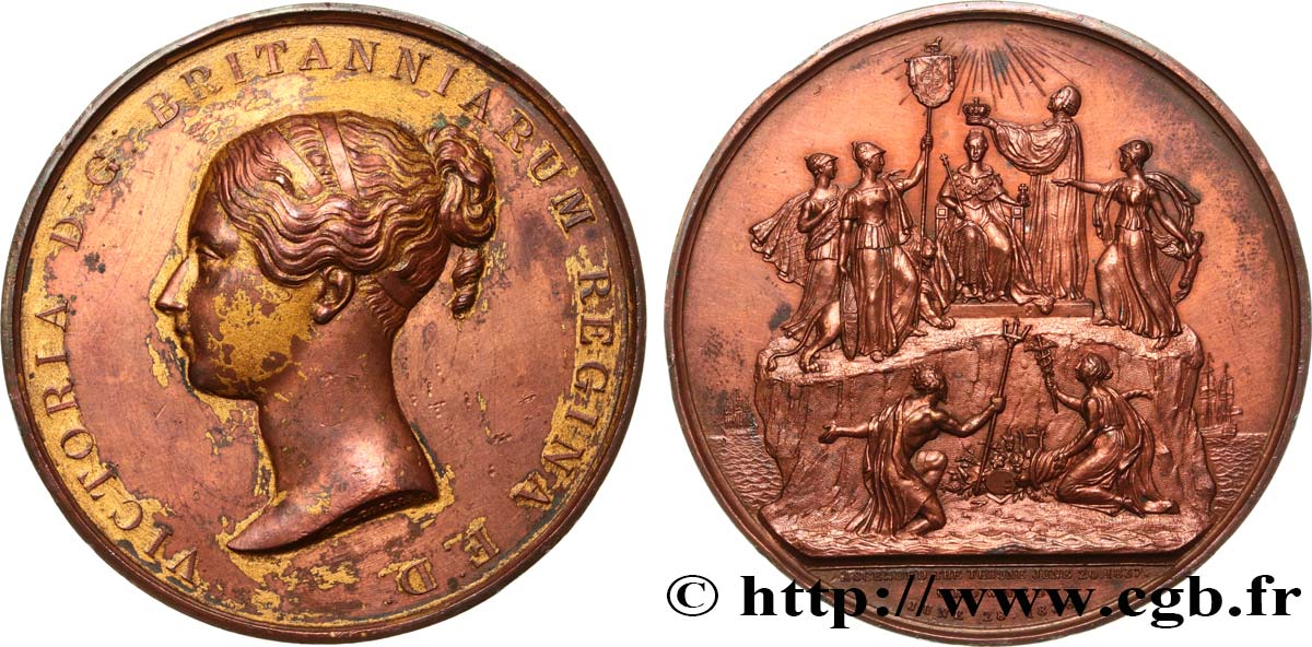 GRANDE BRETAGNE - VICTORIA Médaille, couronnement de la reine Victoria TTB/TTB+